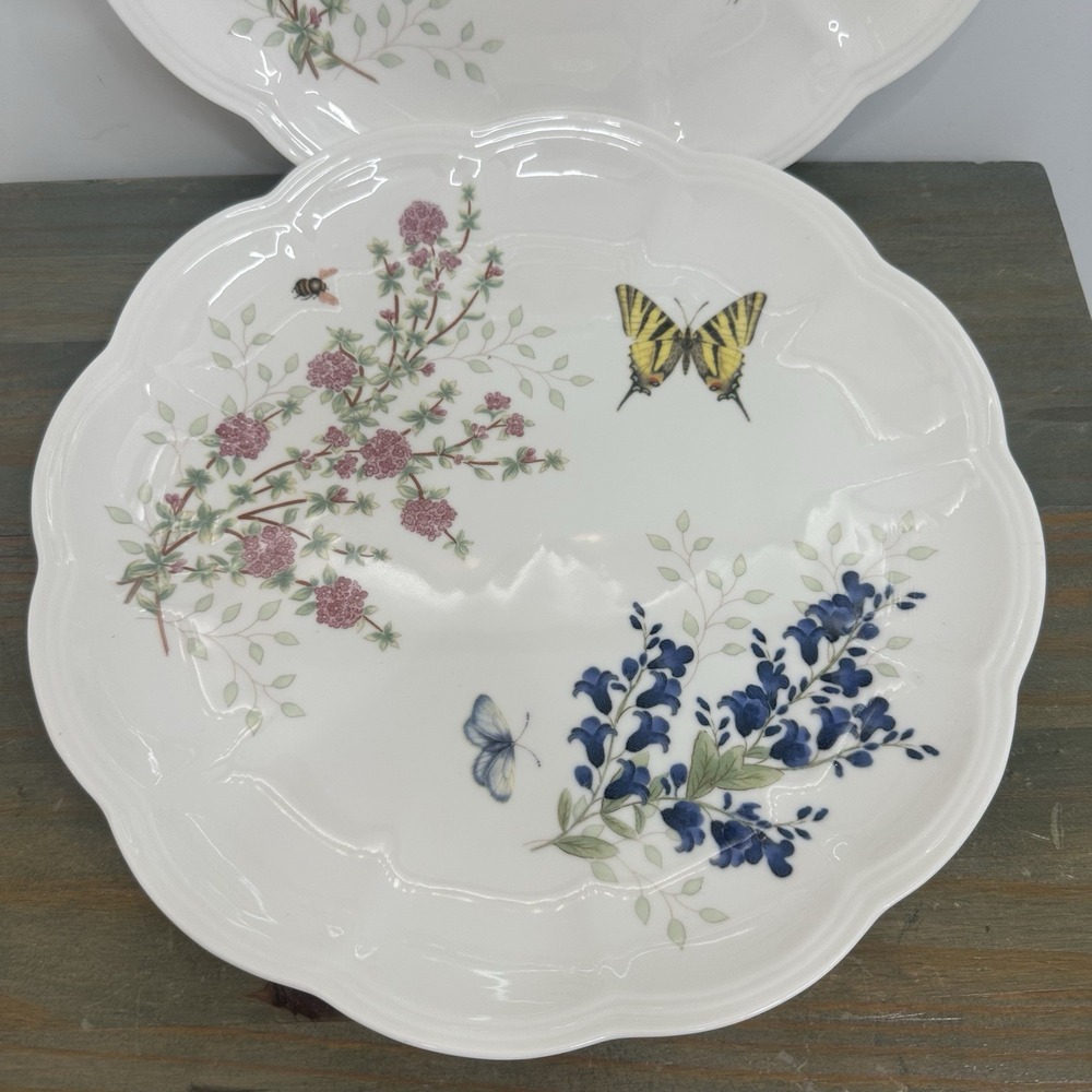 Set Of 2 LENOX Butterfly Meadow Herbs Dinner Plate 10.75" Matching Set Yellow - Picture 2 of 8